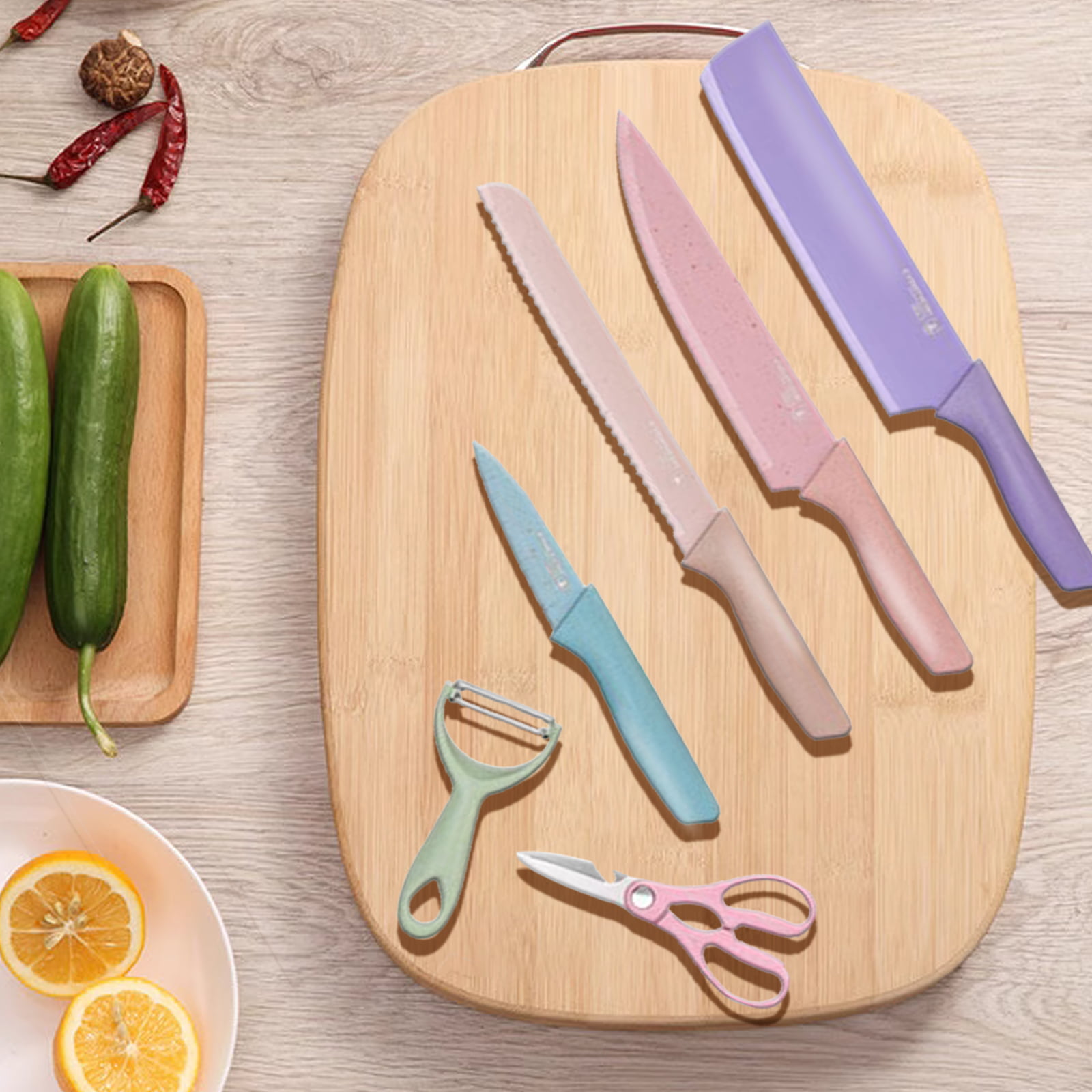 6 Piece Knife Set Assorted Colours Pink / Blue 6702 (Parcel Rate