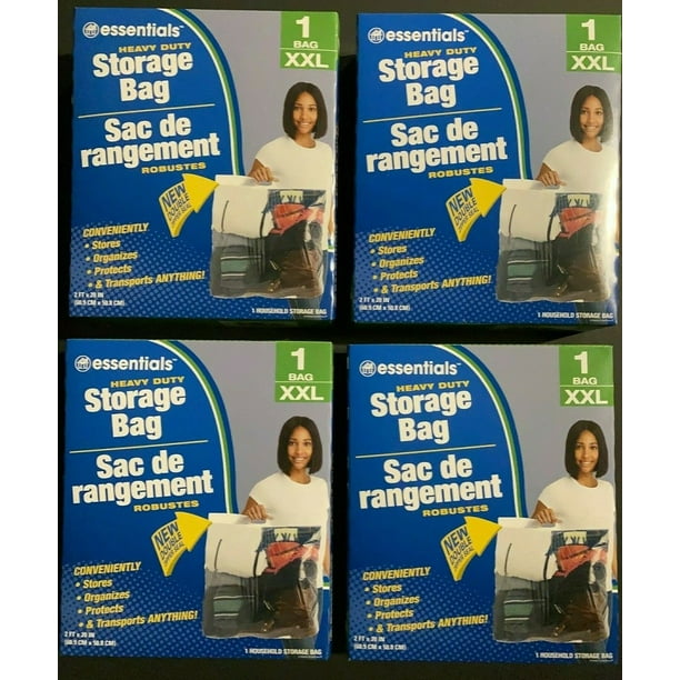 XXL Heavy Duty Clear Plastic Storage Bag 2' x 20" Double Zip Seal (4 Pack)