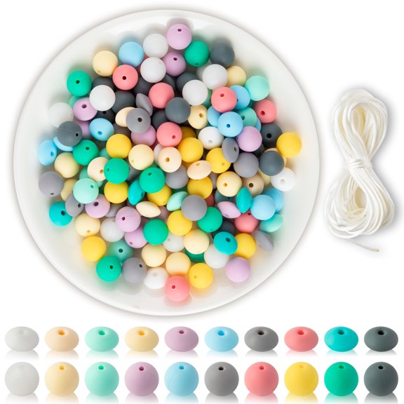 251 Pieces Baby Silicone Beads Set Multicoloured Beads DIY Crafts for Keychain Making