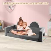 OLAKIDS Modular Kids Play Couch, 8PCS Toddler Sectional Sofa Building Fort for Playroom, Bedroom, Imaginative Convertible Floor Cushion, Foam Set for Boys and Girls (Grey)