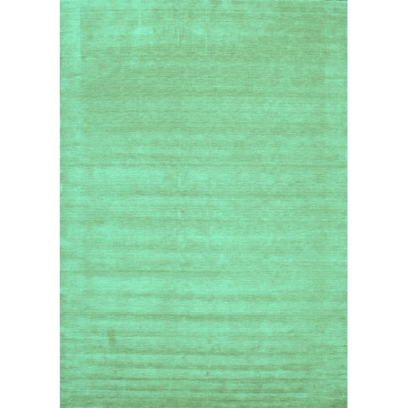 Ahgly Company Machine Washable Indoor Rectangle Solid Turquoise Blue Modern Area Rugs, 4' x 6'