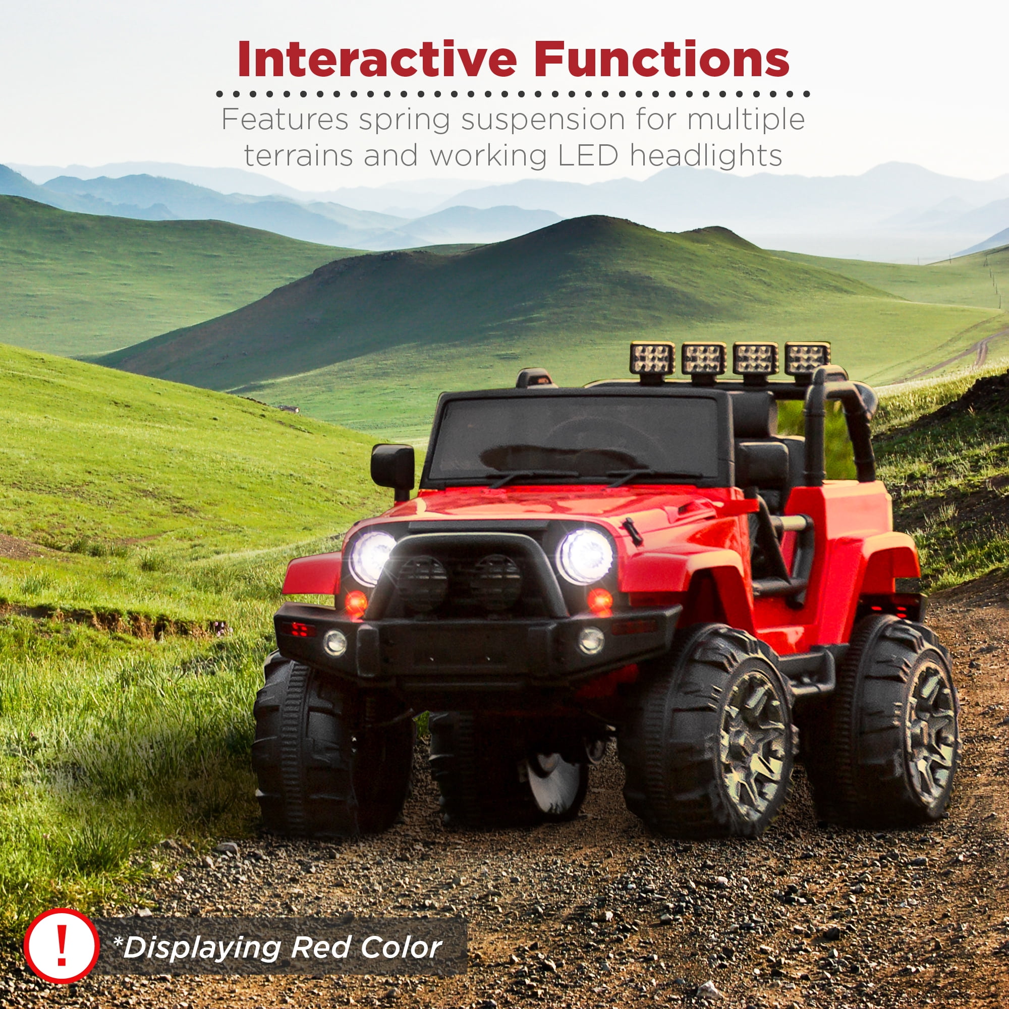 Best Choice Products 12V Kids Ride On Truck Car w/ Remote Control, Spring Suspension, Bluetooth, LED Lights - Black