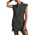 thumbnail image 2 of XHZon Robe Chandail en Molleton pour Femmes Été, Robe Chandail en Molleton Sans Manches Col en V, Tunique d'Entraînement Sans Manches Mini Robe, 2 of 6