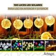 thumbnail image 4 of Luces de navidad solares 100 led esferas bola cristal copo de nieve snowflake style Artego  8 modos de uso para exteriores Guirnalda de luces Cálida, 4 of 8
