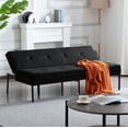 thumbnail image 5 of DEALTOPS 63" Convertible Futon Sofa Bed, Modern Polyester Loveseat with 5-Level Reclining Backrest, Black, 5 of 8