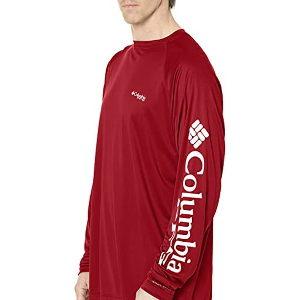 Columbia Sportswear Men's Terminal Tackle Long Sleeve Shirt, Beet/White Logo, Medium