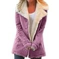 thumbnail image 1 of Winter Warm Fleece Lined Jackets For Women Plain Color Jacket With Pockets Button Coats Outerwear, 1 of 6
