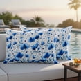 thumbnail image 2 of Outdoor Pillow Cover Watercolor Blue Flowers Set of 2 Waterproof Throw Pillowcases Simple Style Decorative Patio Furniture Pillows for Couch Garden Indoor & Outdoor Use, 2 of 9