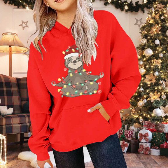 Ulitacool Girls Sweatshirts Crewneck Shirts Cartoon Pattern Long Sleeve Top Elegant Wear 8-10 Years Red