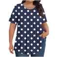 thumbnail image 1 of LIaqionyy Chemises à Manches Courtes pour Femmes Grande Taille, Décontractées, Col Rond, Mode, Tuniques Amples, Blouses Tendance, 1 of 5