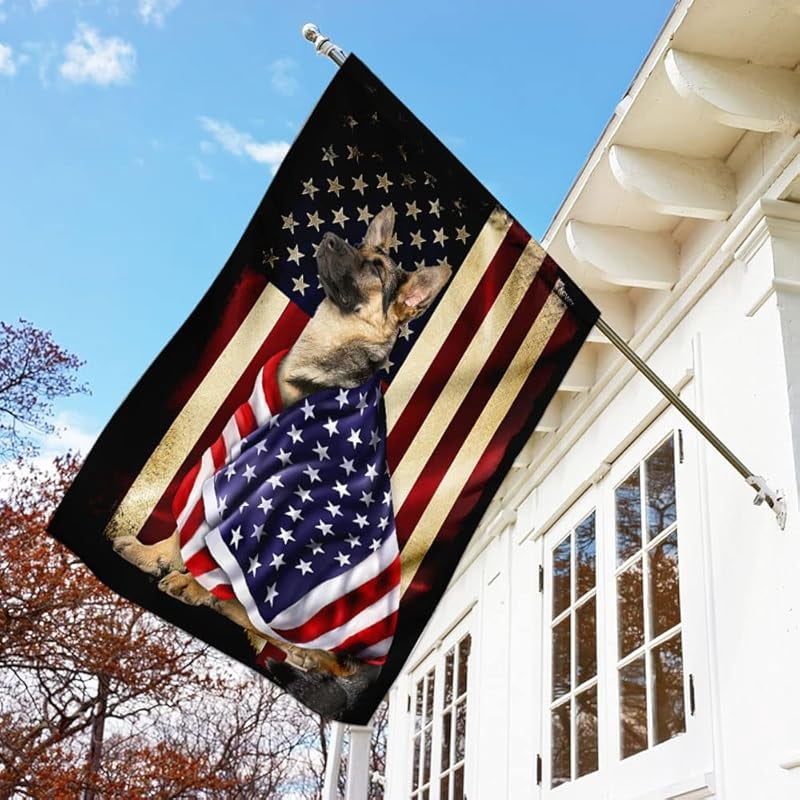 German Shepherd Flag - Outdoor German Shepherd Decorations, House Flag For Porch, Patio, Wall Decor, Heavy-duty Canvas German Shepherd Garden Home Decor Double Sided Flag