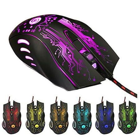 Gaming Mouse, Ergonomic USB Wired Optical Mouse Mice with 7 Colors LED Backlight, 5500 DPI Adjustable, 6 Programmed Buttons for Laptop PC Computer Games & (Best Paid Pc Programs)