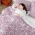 thumbnail image 4 of Manfei Cheetah Print 7-Piece Twin Bedding Sets,Bling Glitter Bedding Comforter Set,Grey Pink Breathable Sheet Sets,Super Cozy Animal Room Decor,Reversible, 4 of 6