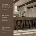 thumbnail image 3 of Maven Lane Vincent 31 Inch Tall Bar Height Backless Rectangular Saddle Barstool in Antiqued Brown Finish with Rustic Wood Top Seat, Set of 2, 3 of 6