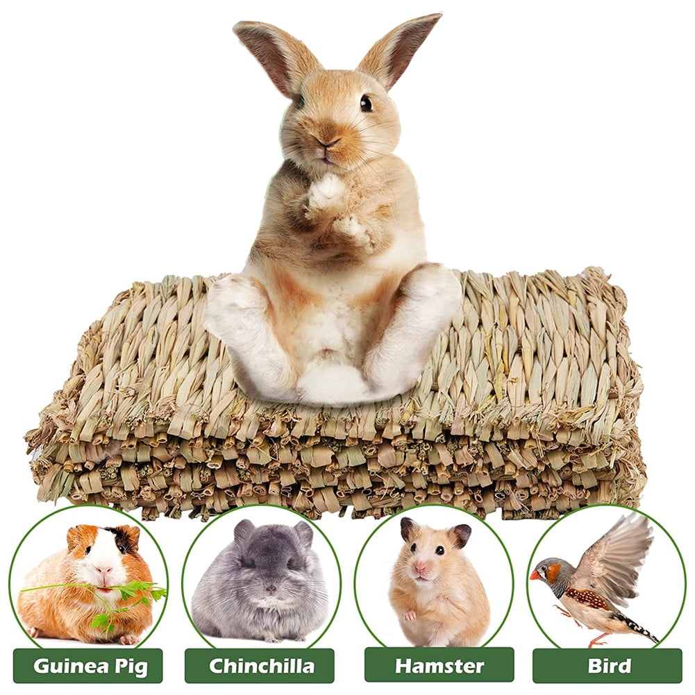Visland 3Pack Grass Mat for Rabbits Bunny Straw Woven Bed Bedding Nest