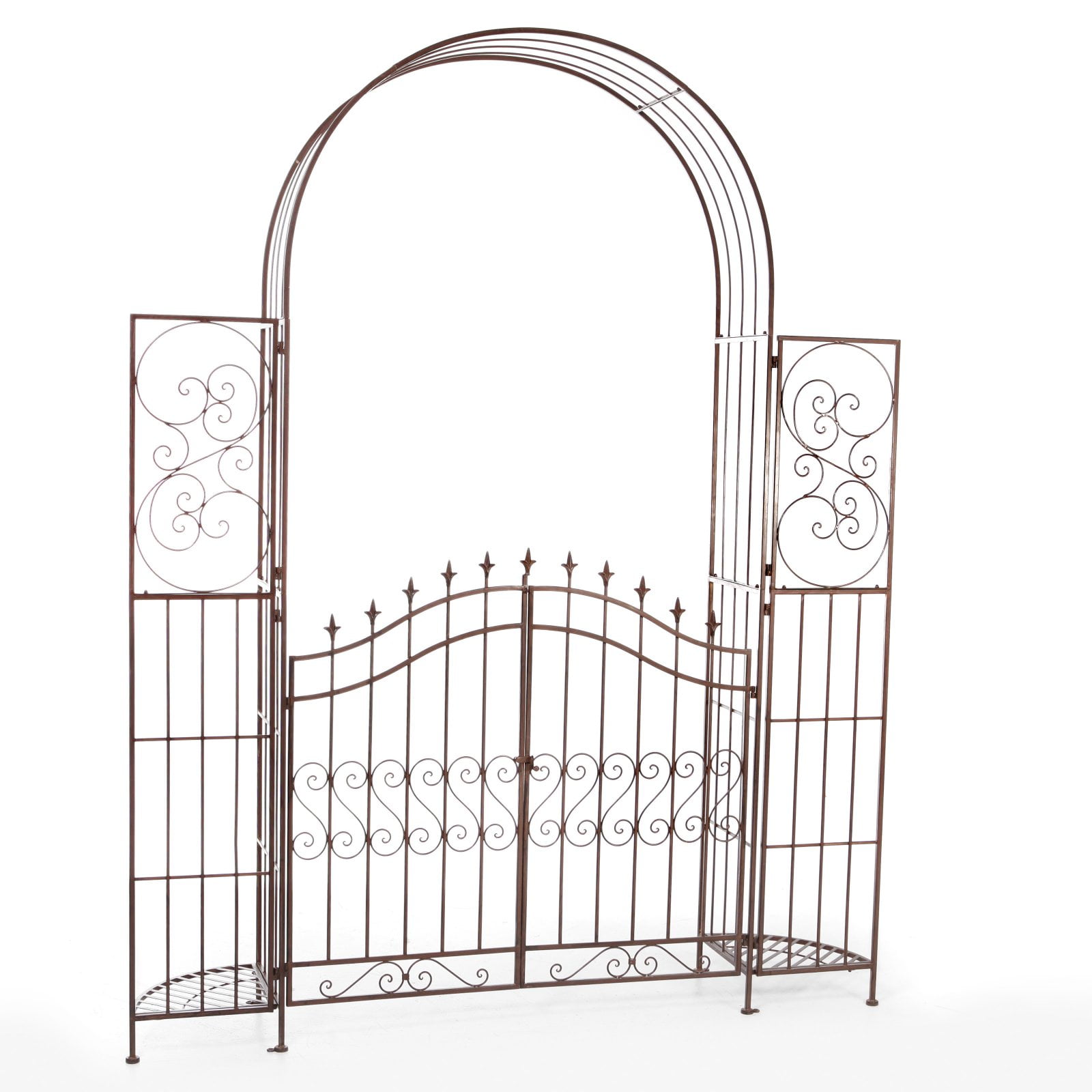Belham Living Gated Hodgson Garden Metal Arbor with Planter Stands by 4 Seasons Global Inc