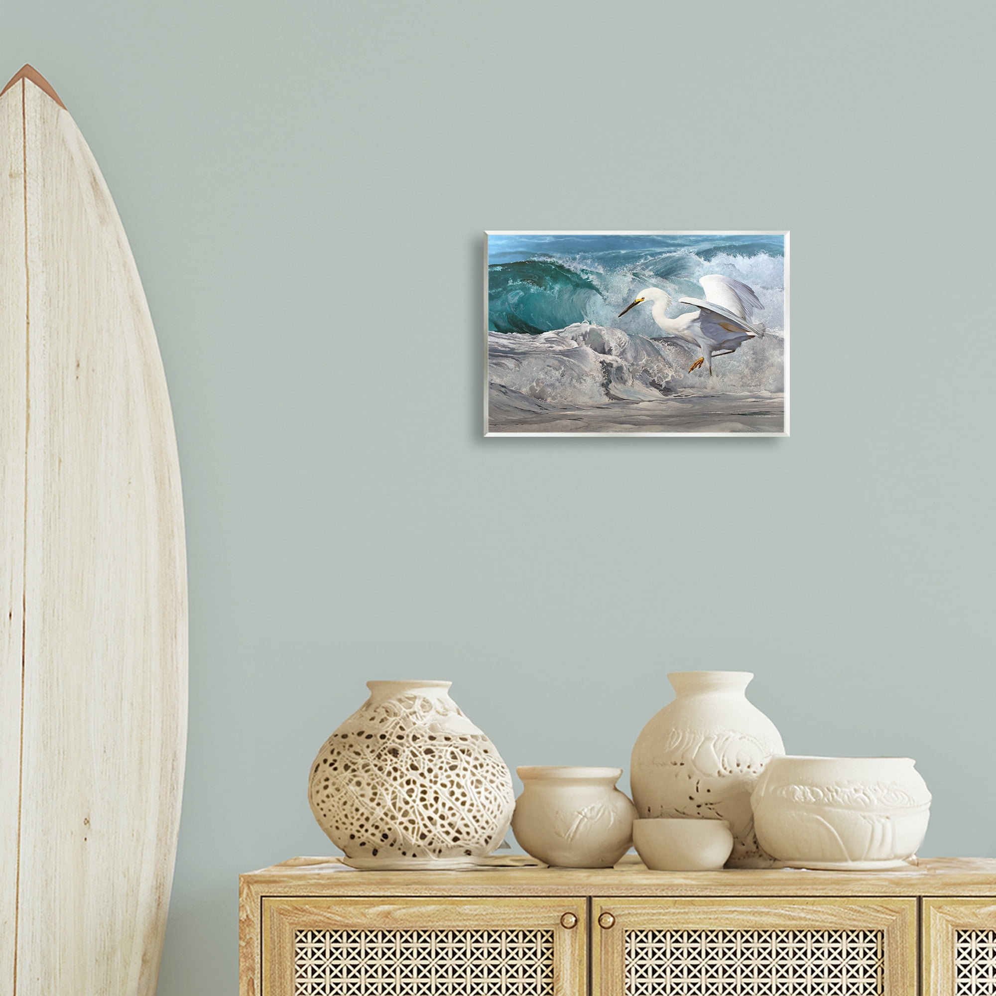Stupell Industries Wave Dancer Heron Nautical & Beach Painting Unframed Art Print Wall Art, 15 x 10