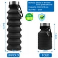 thumbnail image 4 of Collapsible Water Bottle, 18.6oz Silicone Foldable Water Cup, Portable Outdoor Travel Folding Sport Cup with Lids, 550 ml Water Bottles for Kids Adult, Black, 4 of 11