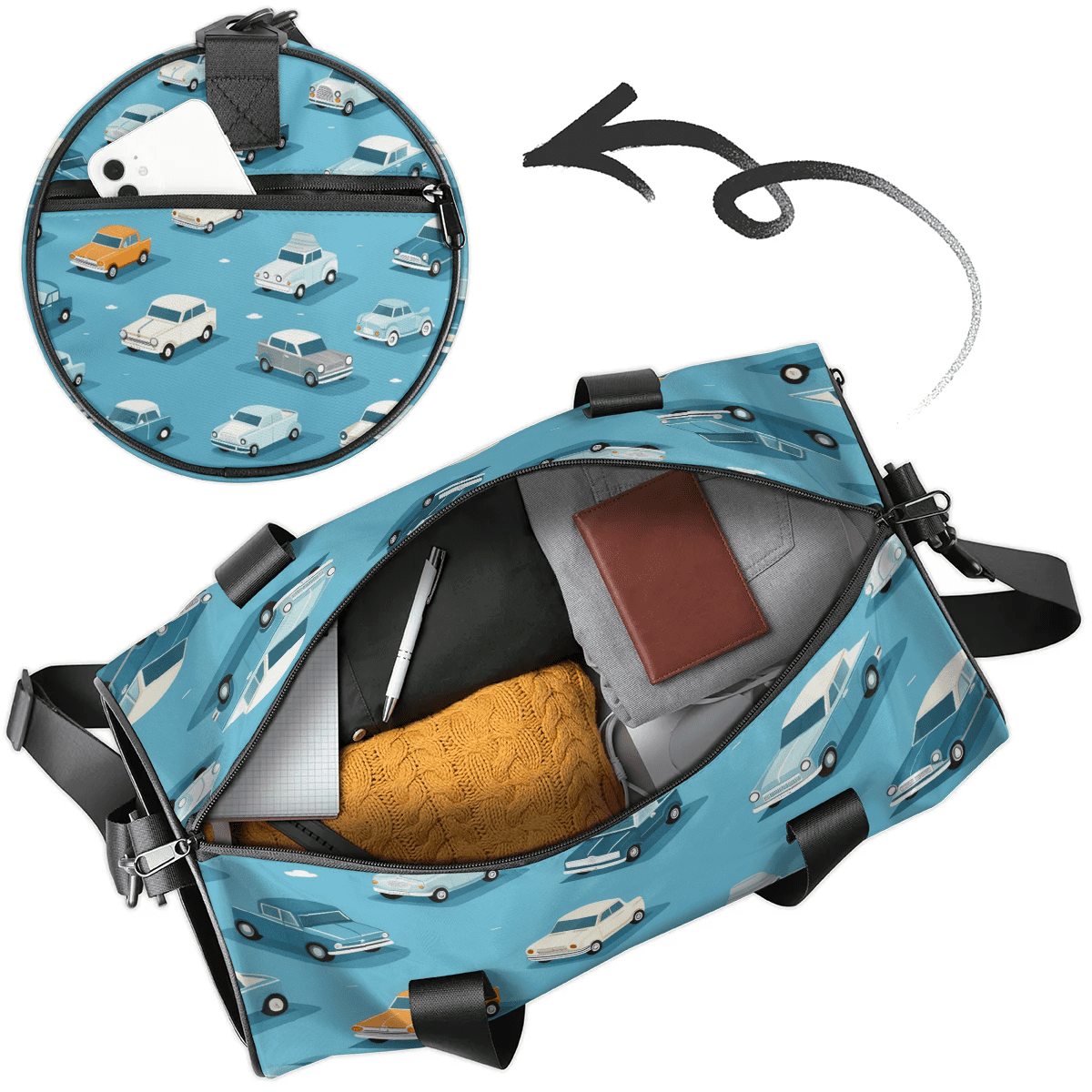 Qzjjjmy Foldable Sport Duffle Bag for Kids Teens Cartoon Sport Gym Bag Lightweight Boys Overnight Bag