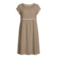 thumbnail image 5 of YuXingFu Womens 100% Cotton Dresses Maxi Crew Neck Plus Size Womens Dress Short Sleeve Solid Color Long Casual Summer Khaki XL, 5 of 9