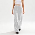 thumbnail image 2 of JUUNthy Womens Wide Leg Dress Pants, with Pockets Button High Waist Flat Front Velvet Office Business Palazzo Trousers Coffee 3XL, 2 of 16