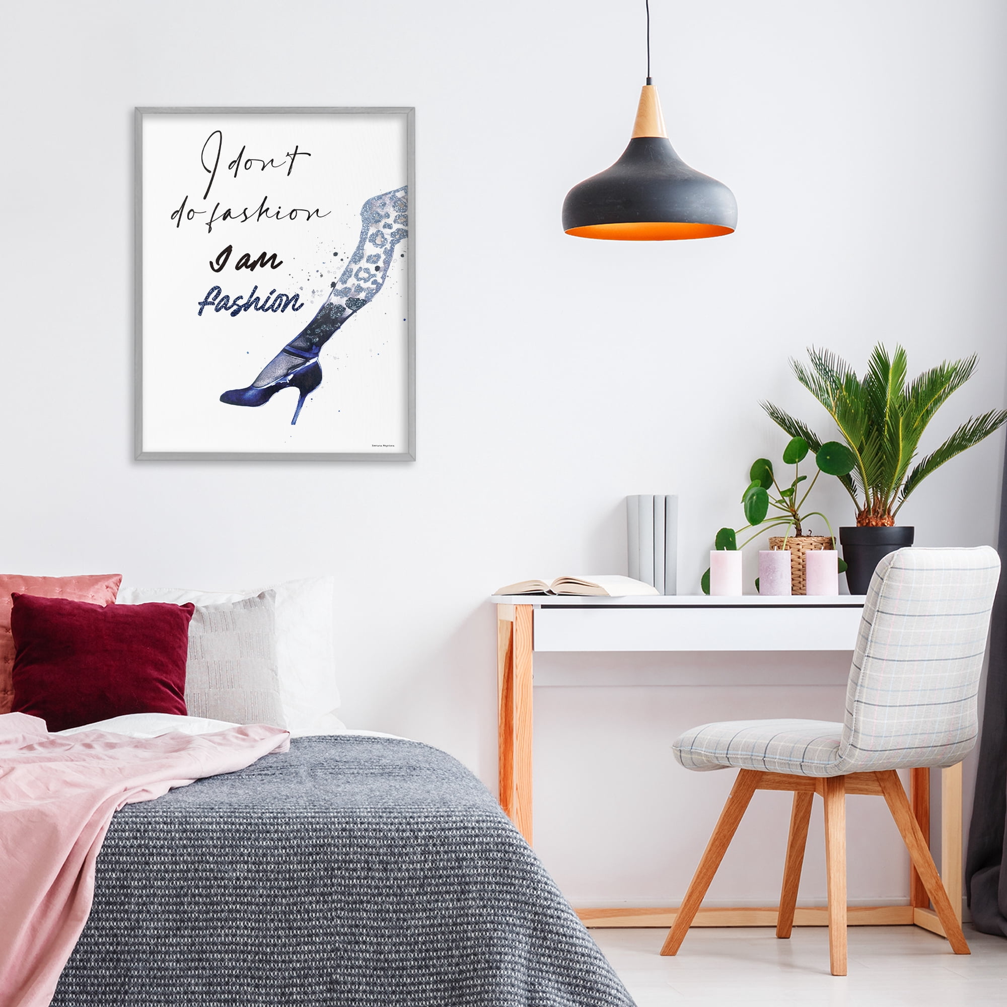 Stupell Industries Trendy I Am Fashion Gray Framed Giclee Art, design by Svetlana Aleynikova