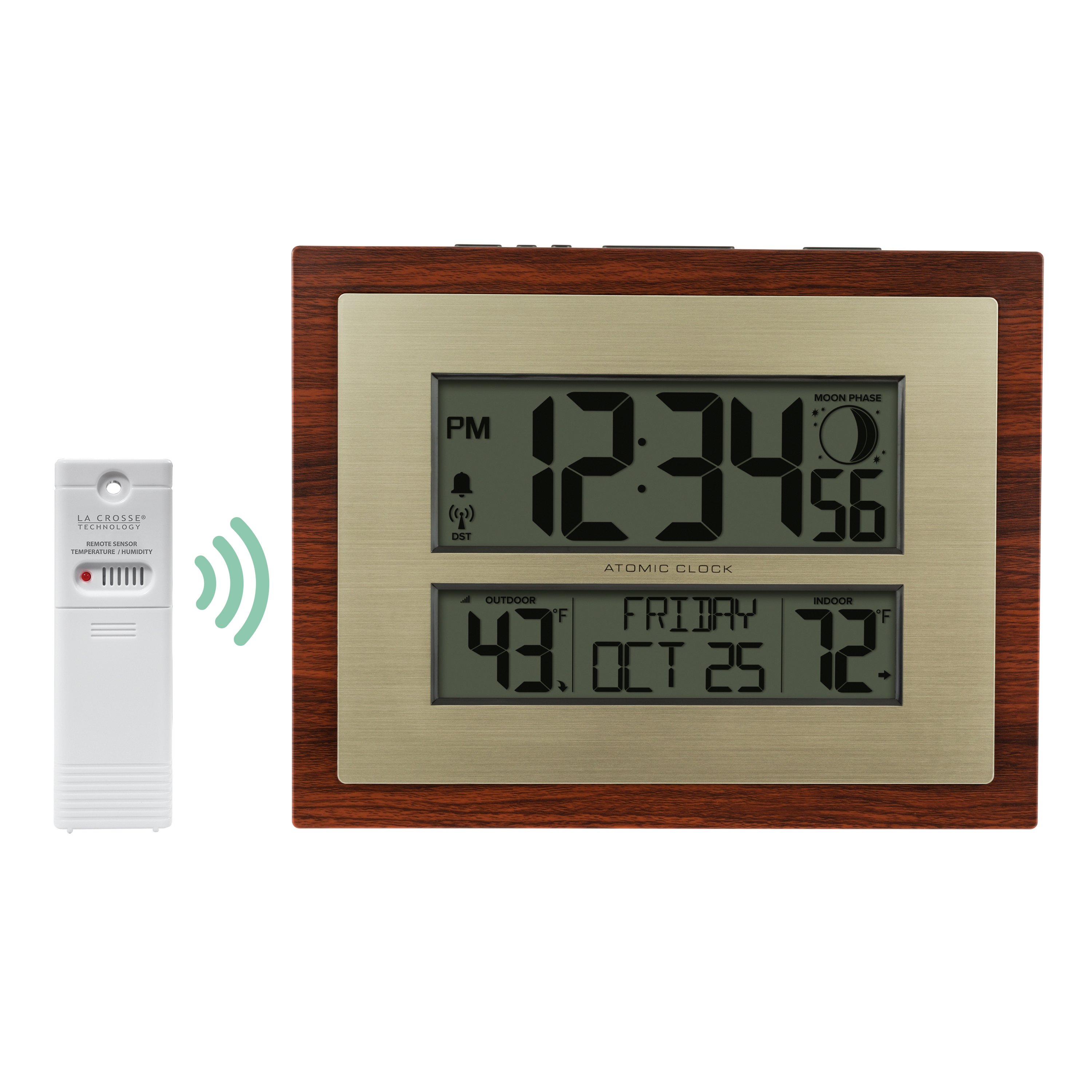 BHG Cherry Finish Modern Digital Atomic Clock with Temperature, W86111 - image 5 of 9