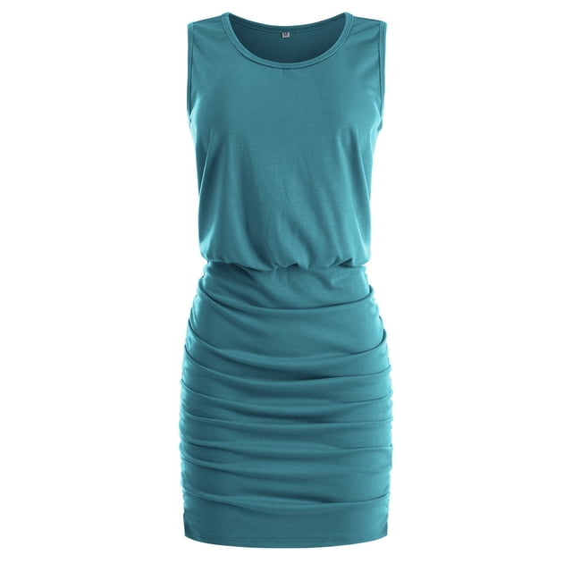 Vestido Corto Elástico, Cuello En U, Sin Mangas, Abrigo De Cadera, Vestido Ajustado Para Mujer, Minifalda Para La Vida Diaria De Verano ANGGREK AH3210