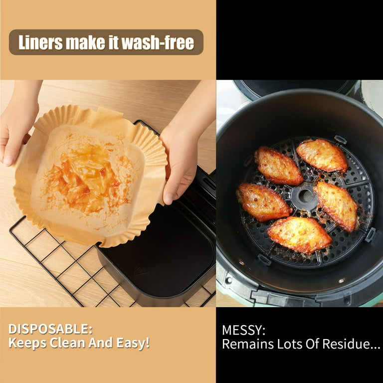 Air Fryer Disposable Paper Liner Square,Ecfvtp Food Grade Parchment Paper for Air Fryer,Microwave Oven,Frying Pan,Oil-proof,Water-proof,Non-stick(