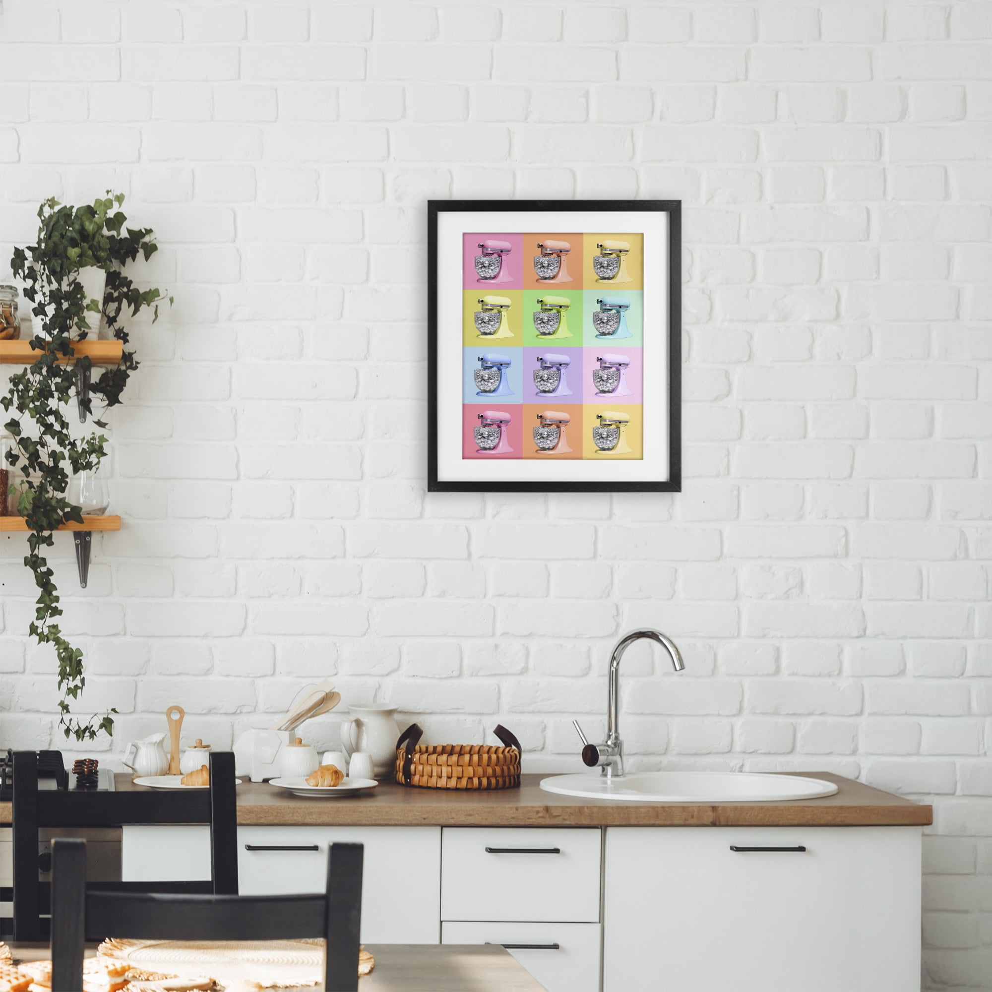 Stupell Industries Disco Ball Kitchen Mixer Collage Black Framed Print Under Glass, design by LISH Creative