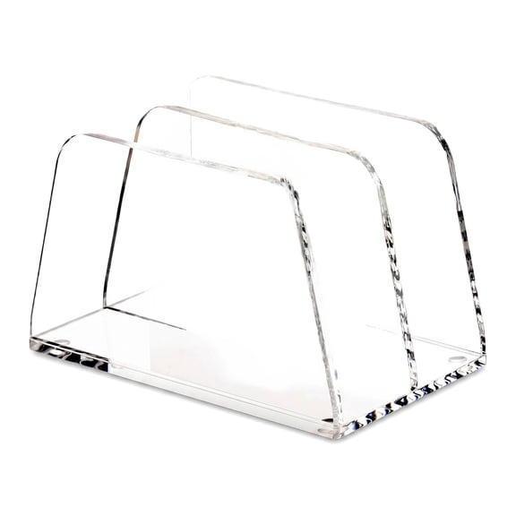 2 Pcs Acrylic Mail Sorter Desktop Organizer, 2 Compartments Clear Desk File Holder for Letters, Bills & Documents – Sturdy 4mm Thick, Space-Saving for Home Office Desk Organization