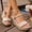 Khaki, variant on Women's Wedges Shoes Baeitkot Women's Fashionable And Versatile Plus-Size Thick-Soled Shoes Spring Summer Comfortable Women's Wedges Shoes Black 37