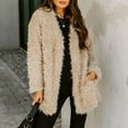 thumbnail image 4 of B91xZ Veste en Polaire Douce pour Femmes Col Rabattu Hauts Chaud d'Hiver Veste Chandail, Kaki G, 4 of 5
