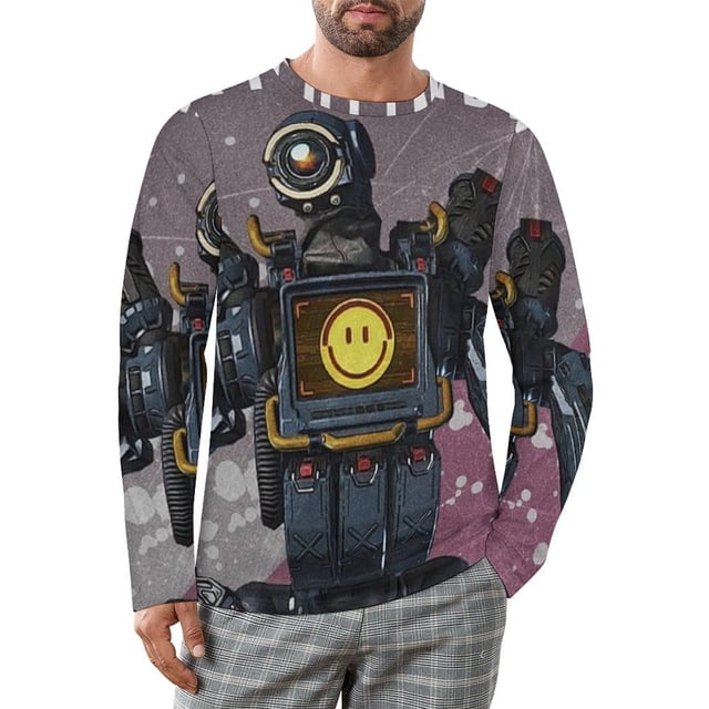 T-Shirt à Manches Longues pour Hommes Apex Legends Pathfinder, Tee-Shirt Ample Tendance, Chemise Décontractée Extensible Douce pour Extérieur Intérieur 5TG