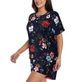 thumbnail image 2 of "Wukai Vintage Rose Women's Pajama Set - Short-Sleeve Top and Shorts with Elastic Waistband and Pockets for Loungewear, Yoga, and Casual Wear-Large, 2 of 8