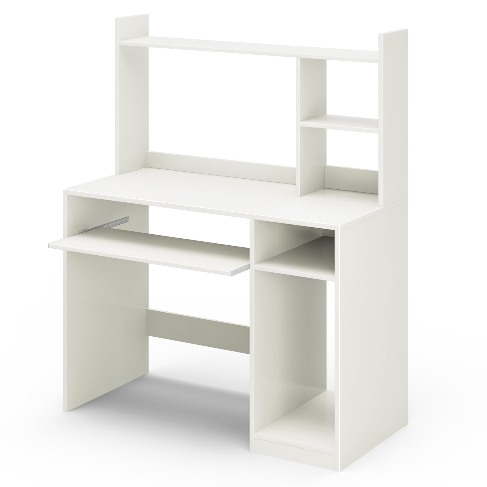 Topbuy Computer Desk with Storage Shelf Wooden Writing Desk w/ Hutch Office Desk with CPU Stand & Keyboard Tray
