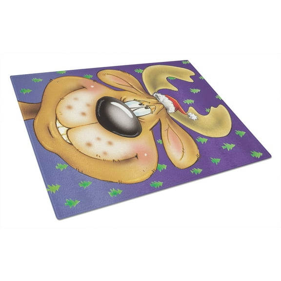 Caroline's Treasures AAH7198LCB Comic Reindeer Glass Cutting Board Large, 12H x 16W, multicolor