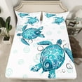 thumbnail image 2 of Feelyou Cartoon Sea Turtle Twin Sheet Sets for Kids, Kawaii Ocean Animal Twin Fitted Sheet, Marine Sealife Theme Flat Sheet, Super Cozy Room Decor, 3-Piece, 2 of 7