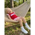 thumbnail image 3 of BemeyourBBs Toddler Baby Girl Summer Clothes Baseball Outfit Baseball Bow Embroidered Ruffled Trim Flying Sleeve T Shirt Tops and Ruffle Plaid Shorts 2 Pcs Set, 3 of 9
