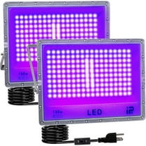 2 Pack 150W LED UV Black Light, Powerful Blacklight Flood Light with Plug and Switch, IP66 Waterproof, 395-405nm Blacklight Lamp for Party Body Paint Fluorescent Poster Halloween
