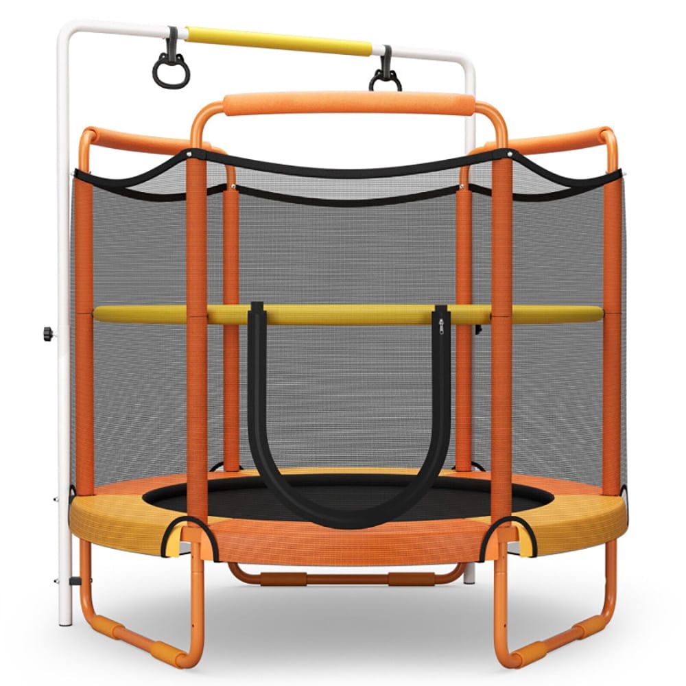 Spaco 5 Feet Kids 3-in-1 Game Trampoline with Enclosure Net Spring Pad-Blue, Bounce Trampoline for Outdoor as Garden, Park
