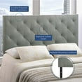 thumbnail image 3 of Theodore Queen Upholstered Fabric Headboard Gray, 3 of 5