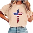 thumbnail image 4 of Xdegoge 4th Of July Patriotic Faith Shirts for Women USA American Flag Short Sleeve Crewneck Stars And Stripes Distressed Cross Graphic Print Casual Loose Summer Tops, 4 of 5