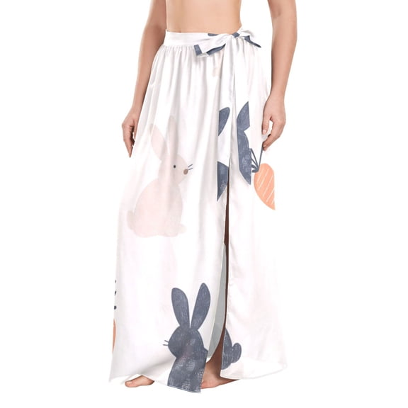 FORMRS Womens Beach Sarong Semi-Sheer Bikini Wrap Skirt Swimsuit Cover-ups, Bunnies and Carrots