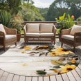 thumbnail image 5 of Yellow Floral Spring Round Rugs 6ft, Summer Rustic Botanical Vintage Wood Non Slip Washable Rug Runner, Low Pile Indoor Floor Carpet Mat Bathroom Rugs for Living Room, Bedroom, Kids Room, 5 of 9