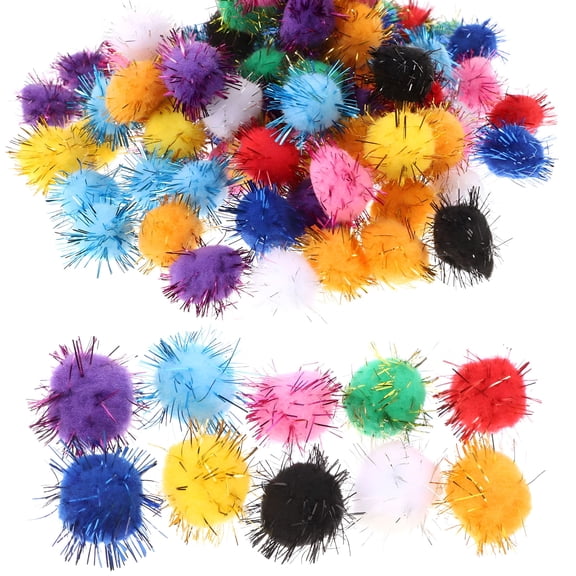 TUWAFE 2026 New 100Pcs 20Mm Glitter Pom Pom Sparkle Balls for Holiday Craft Making for Holiday Crafts,Diy Projects,Christmas Decorations,Festive Designs