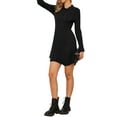 thumbnail image 4 of INSPIRE CHIC Pleated Sweater Dress for Women's Casual Long Sleeve Knit Shirt Dress L Black, 4 of 6