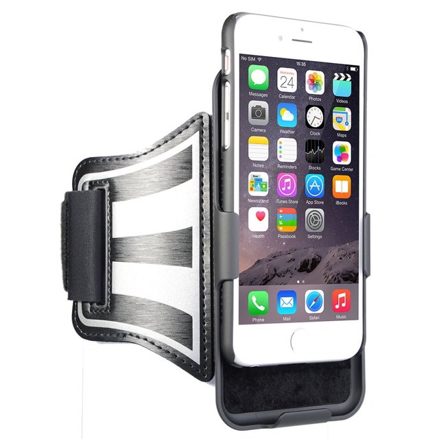 NAKEDCELLPHONE BLACK CASE COVER + ARMBAND STRAP COMBO FOR APPLE iPHONE 7 (ROTATING/REFLECTIVE/ADJUSTABLE)