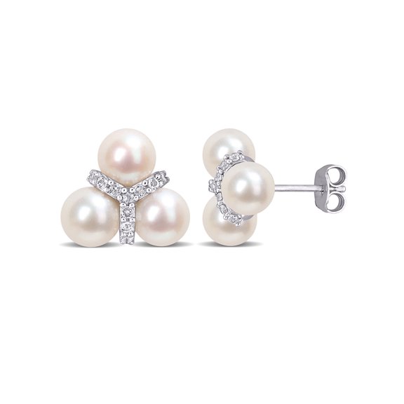 Everly Women's Cultured Pearl and Topaz Sterling Silver Earrings