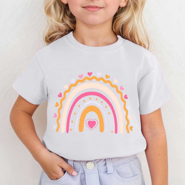 T-shirts pour Petites Filles, Jolis Imprimés, Hauts à Manches Courtes pour Filles, Chemises d'Été pour Filles, Hauts à Col Rond pour Filles, Tenue Fille 5T